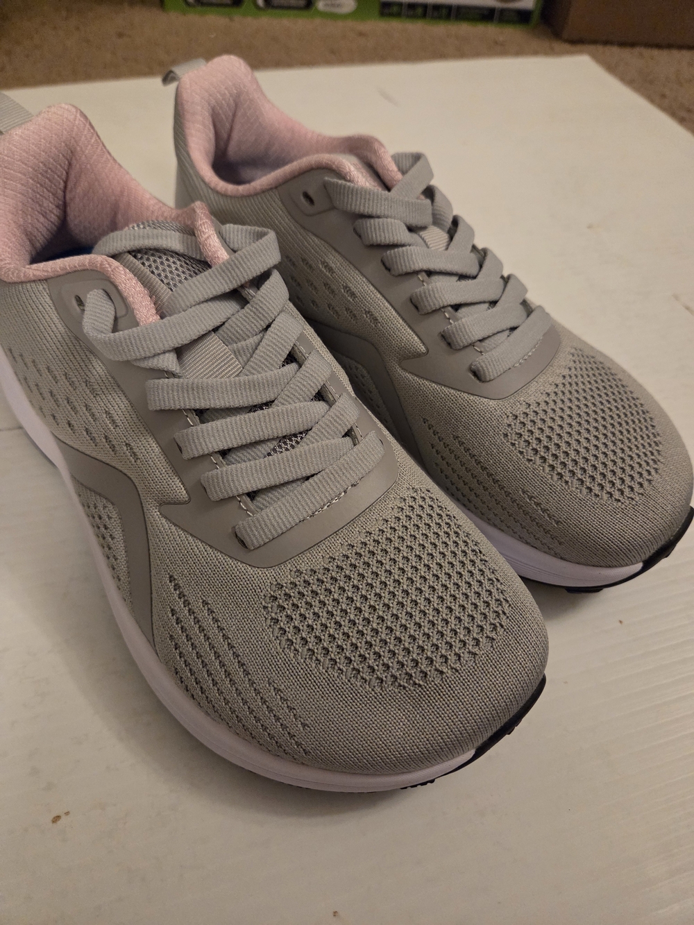 Light Gray and Pink Women's Athletic Sneakers - Brand